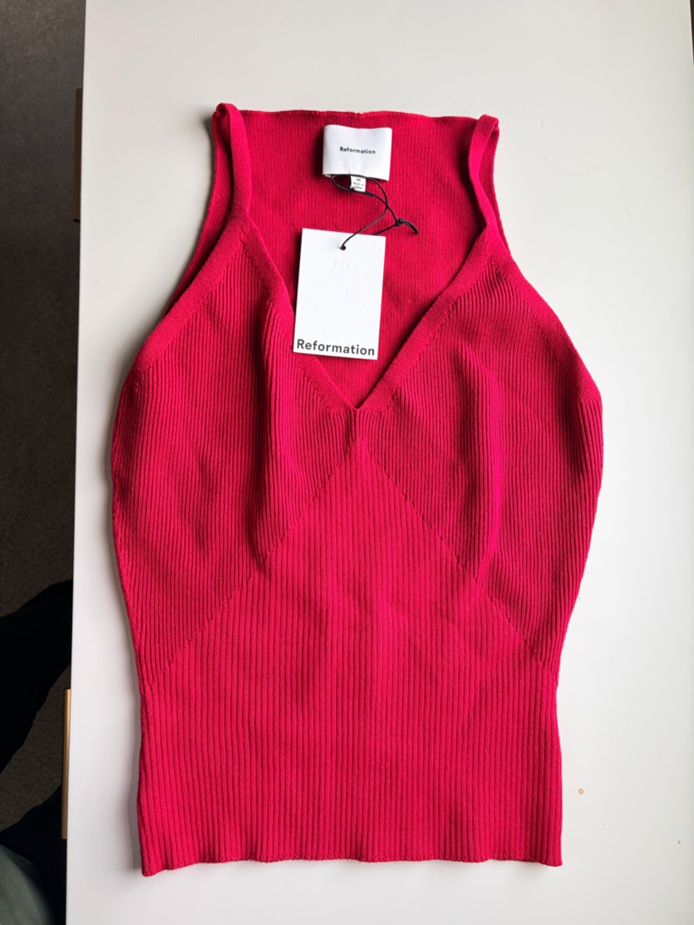 Reformation Peony Ribbed Sweater Tank - Lipstick Red